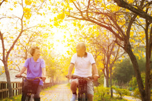 couple riding bikes