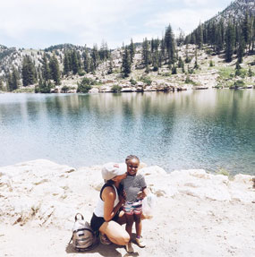 Destiney and her child at the lake